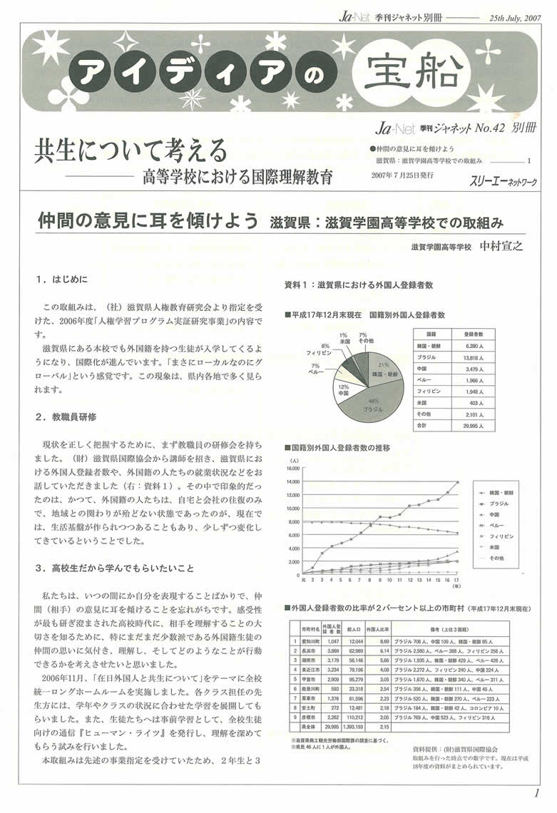 Ja-Net 42号　別冊 アイディアの宝船　2007/07/25発行